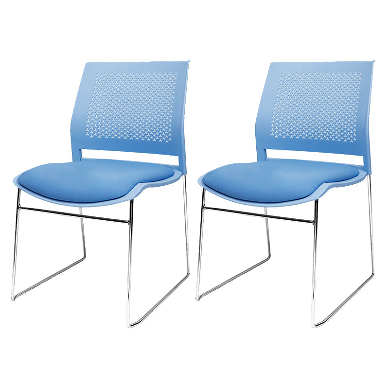Contemporary Ergonomic Conference Chair Metal Office Chair without Arm Upholstered 2 Piece Set Blue Clearhalo 'furn' 'furn_office_chair' 'Furniture' 'Office Chairs' 'Office Furniture' 'office_chair' 6779231