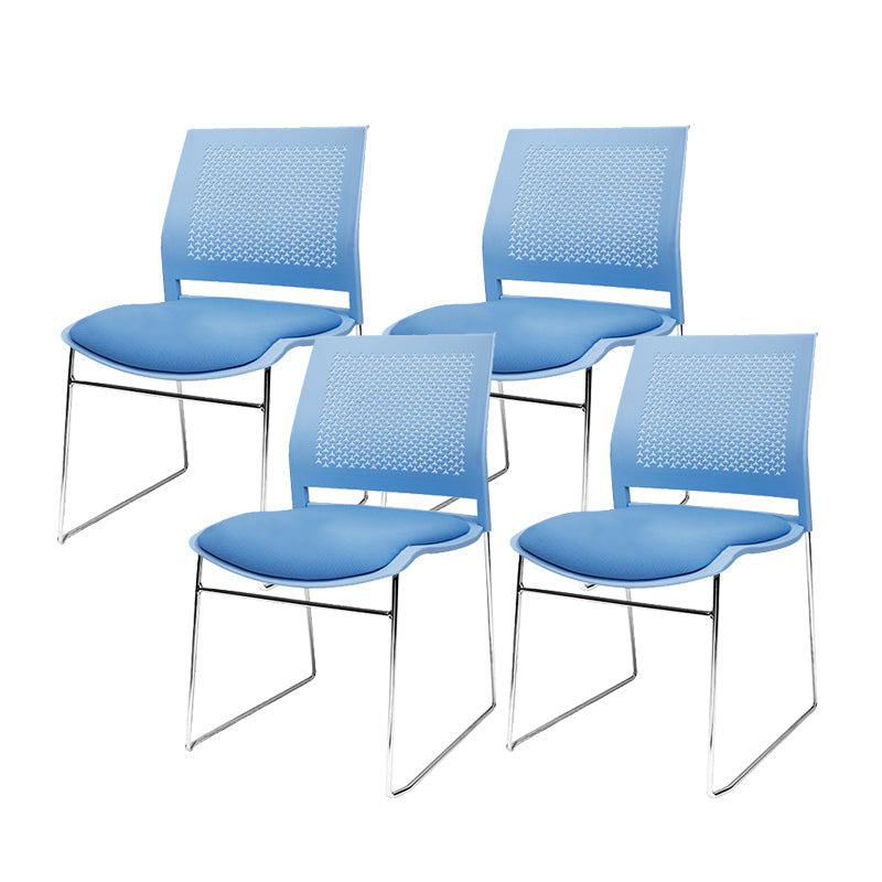 Contemporary Ergonomic Conference Chair Metal Office Chair without Arm Upholstered 4 Piece Set Blue Clearhalo 'furn' 'furn_office_chair' 'Furniture' 'Office Chairs' 'Office Furniture' 'office_chair' 6779234