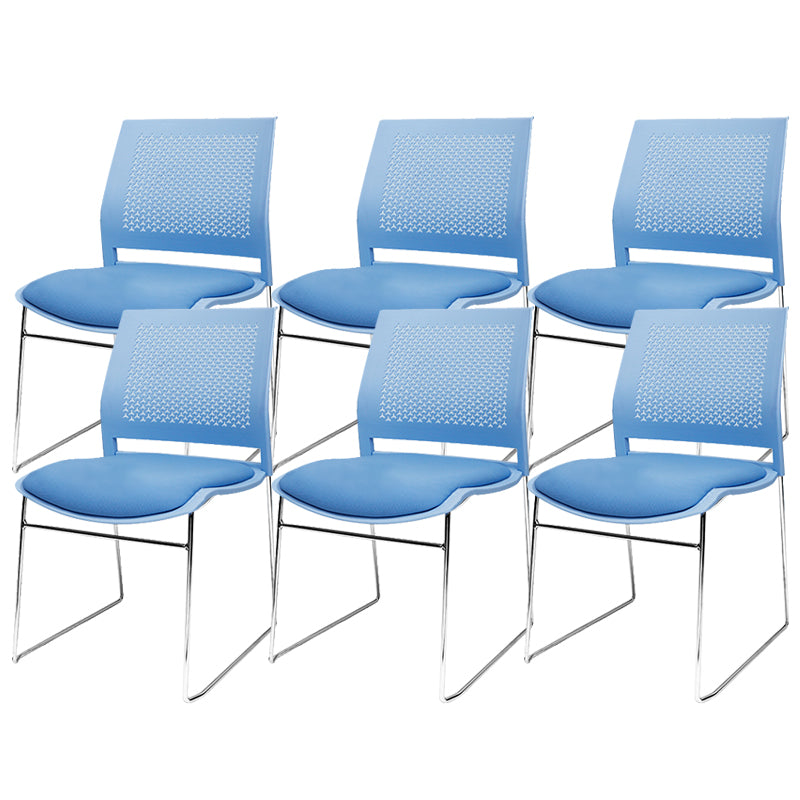 Contemporary Ergonomic Conference Chair Metal Office Chair without Arm Upholstered 6 Piece Set Blue Clearhalo 'furn' 'furn_office_chair' 'Furniture' 'Office Chairs' 'Office Furniture' 'office_chair' 6779236