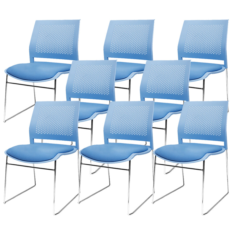 Contemporary Ergonomic Conference Chair Metal Office Chair without Arm Upholstered 8 Piece Set Blue Clearhalo 'furn' 'furn_office_chair' 'Furniture' 'Office Chairs' 'Office Furniture' 'office_chair' 6779238