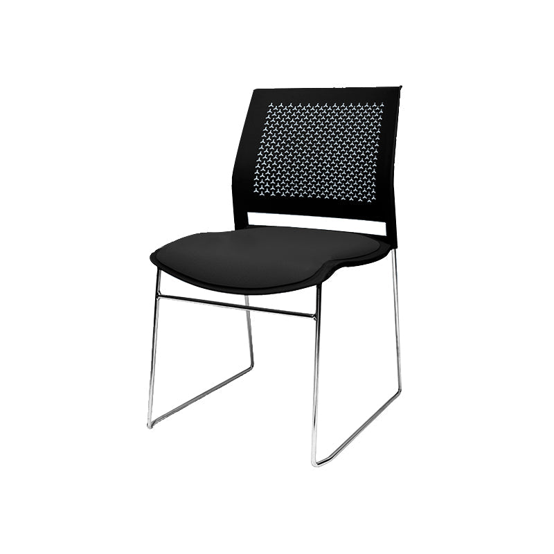 Contemporary Ergonomic Conference Chair Metal Office Chair without Arm Upholstered 1 Piece Black Clearhalo 'furn' 'furn_office_chair' 'Furniture' 'Office Chairs' 'Office Furniture' 'office_chair' 6779240