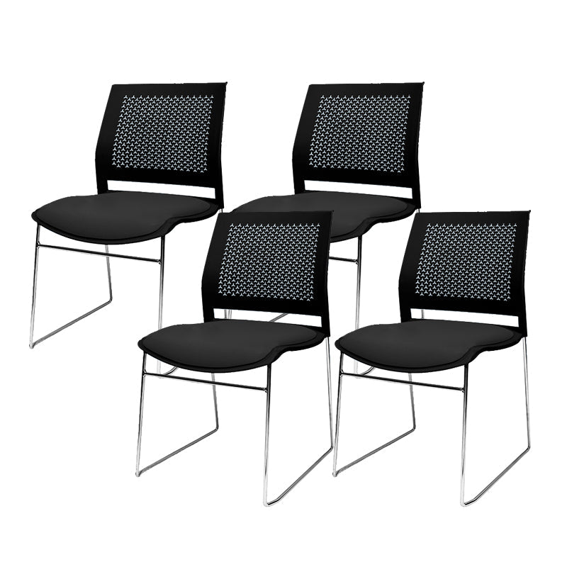 Contemporary Ergonomic Conference Chair Metal Office Chair without Arm Upholstered 4 Piece Set Black Clearhalo 'furn' 'furn_office_chair' 'Furniture' 'Office Chairs' 'Office Furniture' 'office_chair' 6779243