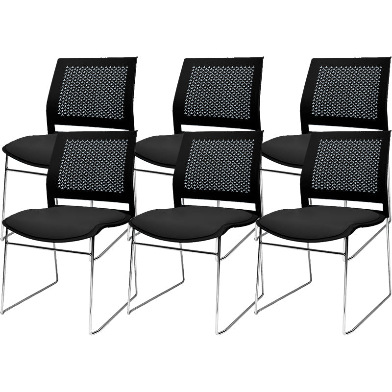Contemporary Ergonomic Conference Chair Metal Office Chair without Arm Upholstered 6 Piece Set Black Clearhalo 'furn' 'furn_office_chair' 'Furniture' 'Office Chairs' 'Office Furniture' 'office_chair' 6779246
