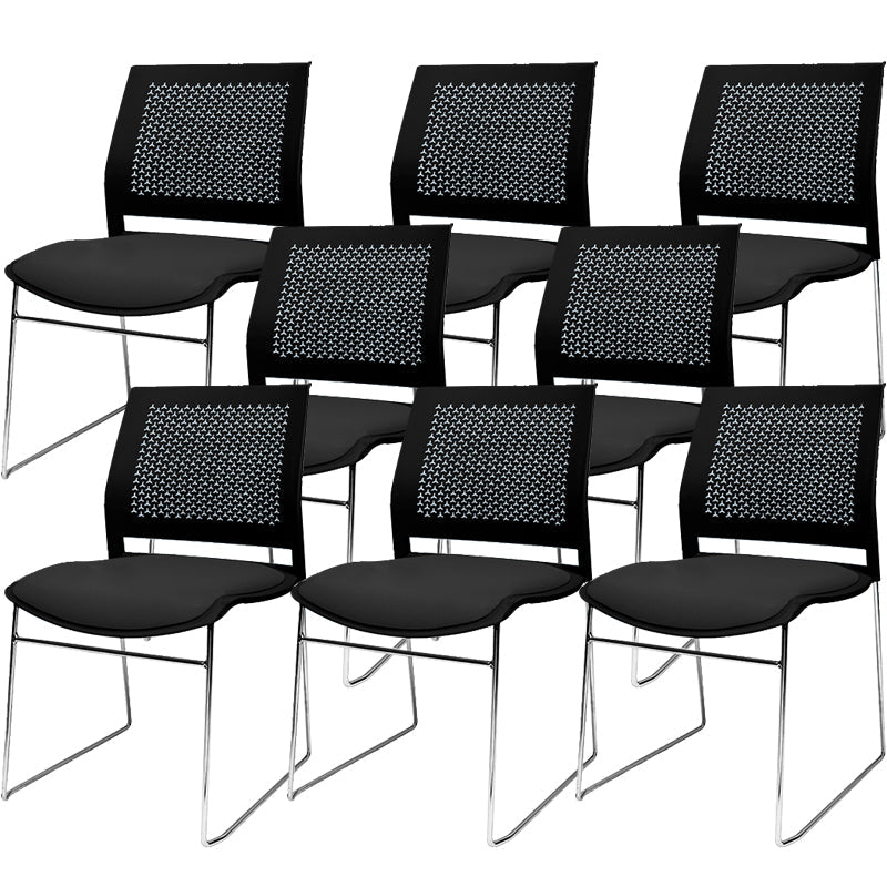 Contemporary Ergonomic Conference Chair Metal Office Chair without Arm Upholstered 8 Piece Set Black Clearhalo 'furn' 'furn_office_chair' 'Furniture' 'Office Chairs' 'Office Furniture' 'office_chair' 6779247