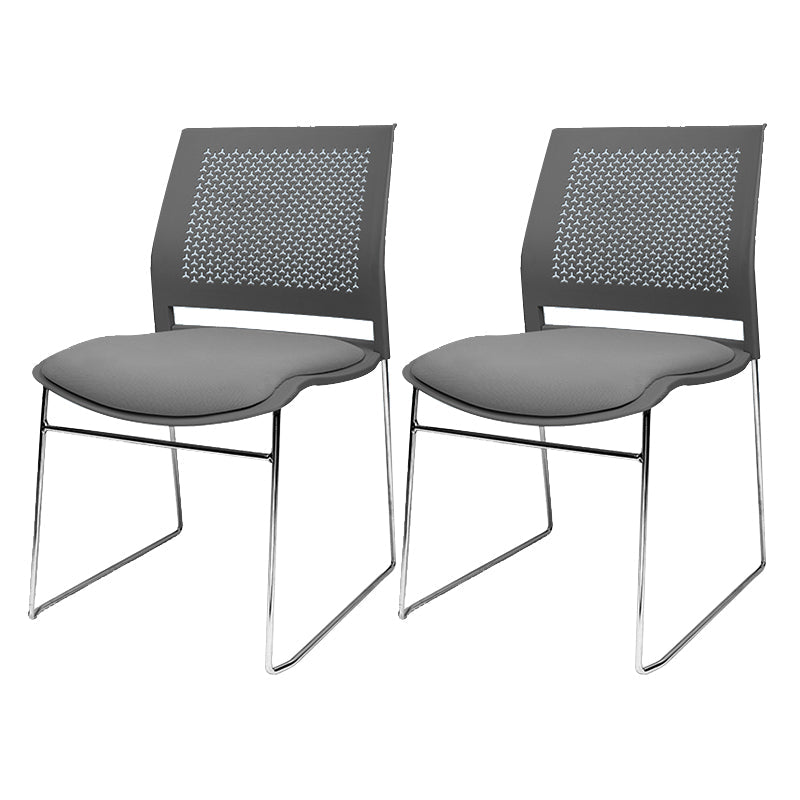 Contemporary Ergonomic Conference Chair Metal Office Chair without Arm Upholstered 2 Piece Set Gray Clearhalo 'furn' 'furn_office_chair' 'Furniture' 'Office Chairs' 'Office Furniture' 'office_chair' 6779249