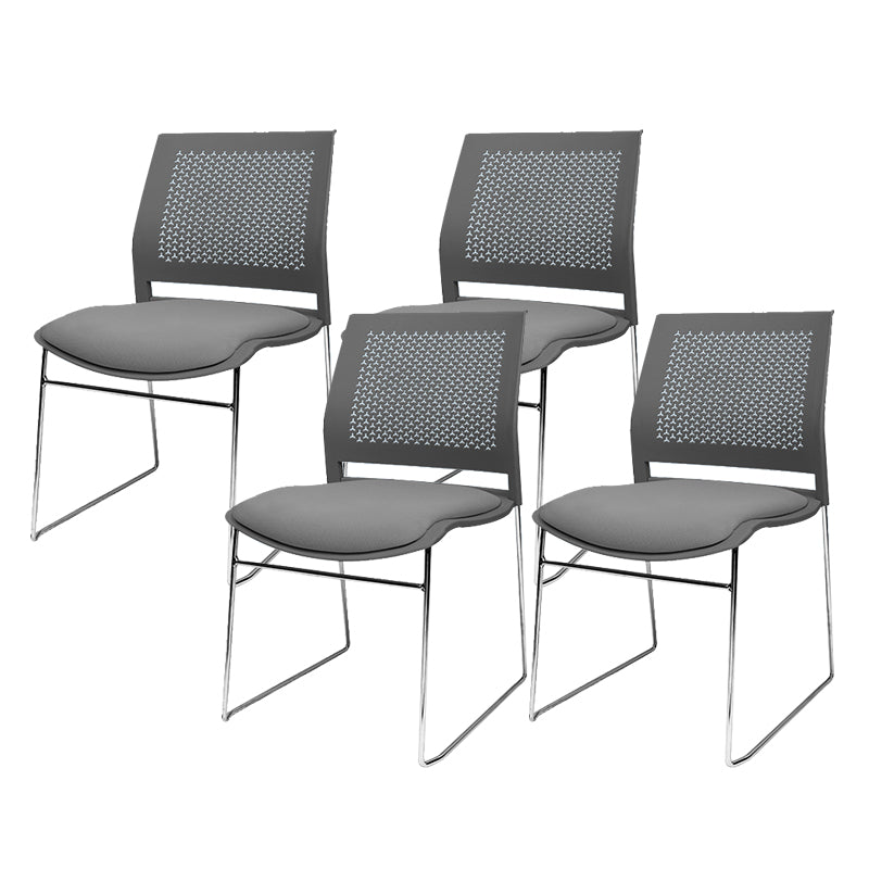 Contemporary Ergonomic Conference Chair Metal Office Chair without Arm Upholstered 4 Piece Set Gray Clearhalo 'furn' 'furn_office_chair' 'Furniture' 'Office Chairs' 'Office Furniture' 'office_chair' 6779250