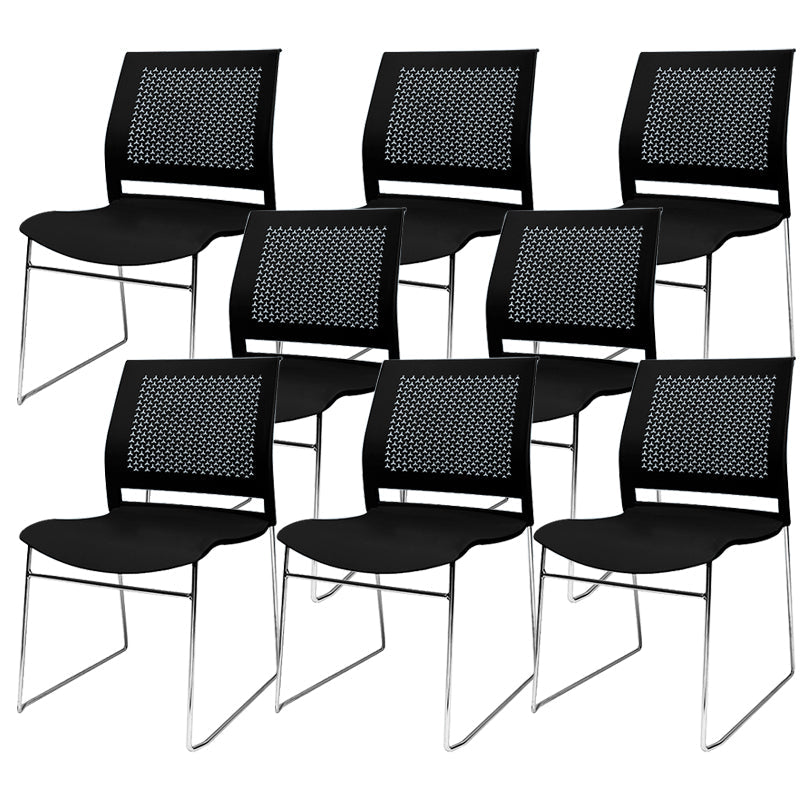 Contemporary Ergonomic Conference Chair Metal Office Chair without Arm Upholstered Not Included 8 Piece Set Black Clearhalo 'furn' 'furn_office_chair' 'Furniture' 'Office Chairs' 'Office Furniture' 'office_chair' 6779262
