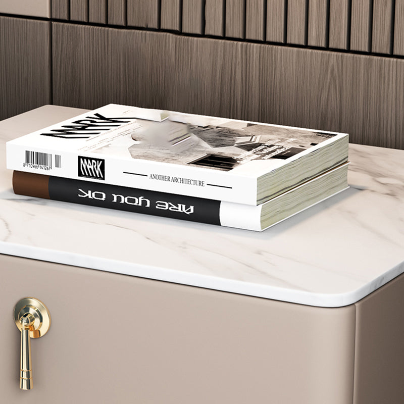 Klassischer Glamakzenttisch Nachttisch Stein Nachttschrank mit Schubladen