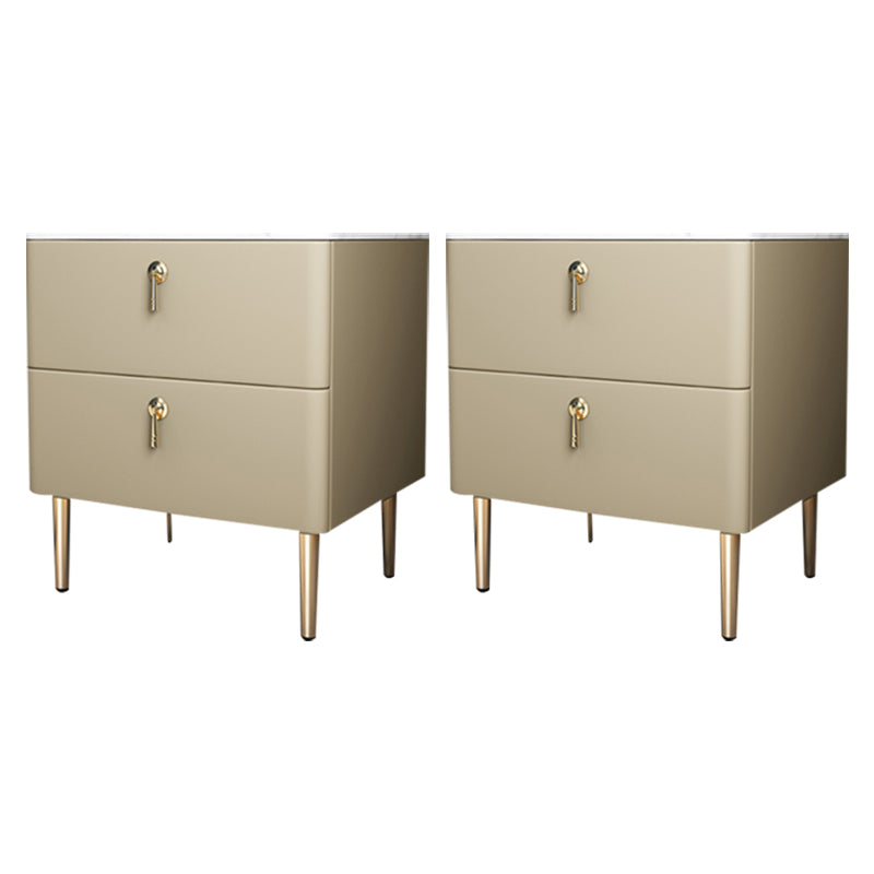 Klassischer Glamakzenttisch Nachttisch Stein Nachttschrank mit Schubladen