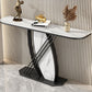 Mesa de acento de hierro de Glam Stone Mesa de sofá de la consola de media luna para Hall