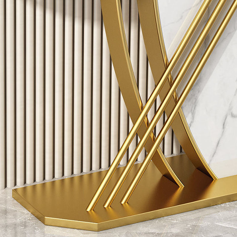 Mesa de acento de hierro de Glam Stone Mesa de sofá de la consola de media luna para Hall