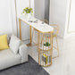 Freiform-Stehtisch mit Steinplatte, industrieller Bartisch mit Doppelsäule und Stauraum
