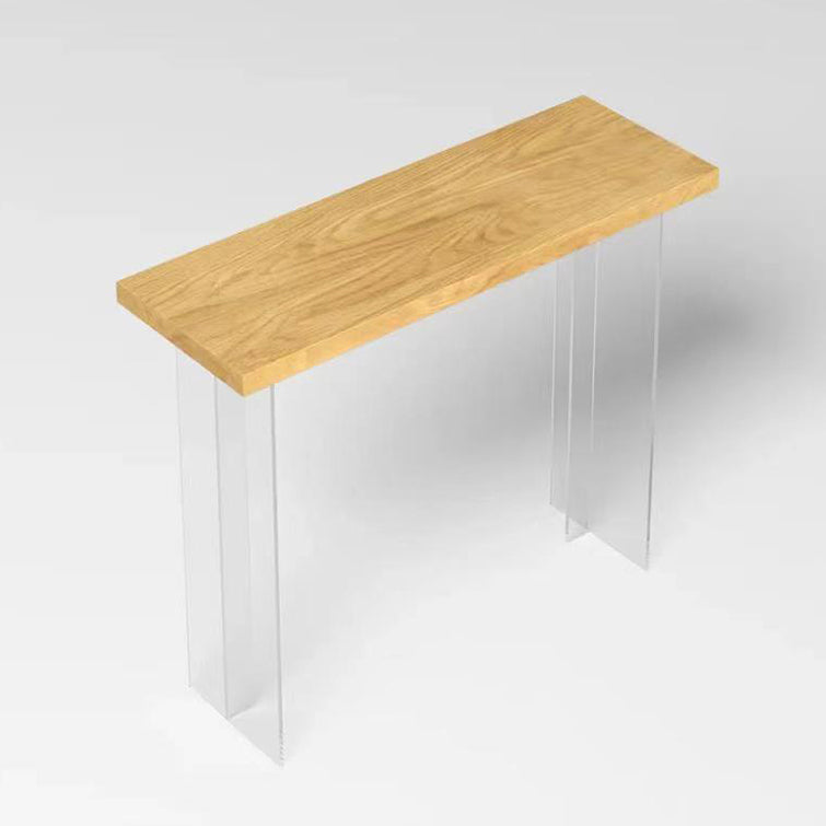 Rectangle Solid Wood Bar Height Table Contemporary Acrylic Double Pedestal Bar Table Clearhalo 'Bar Furniture' 'Bar Tables' 'bar_tables' 'furn' 'furn_bar_tables' 'Furniture' 'Kitchen & Dining Furniture' 6779760