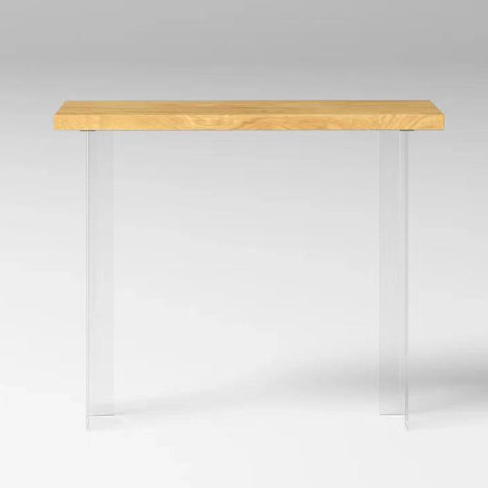 Rectangle Solid Wood Bar Height Table Contemporary Acrylic Double Pedestal Bar Table Clearhalo 'Bar Furniture' 'Bar Tables' 'bar_tables' 'furn' 'furn_bar_tables' 'Furniture' 'Kitchen & Dining Furniture' 6779762