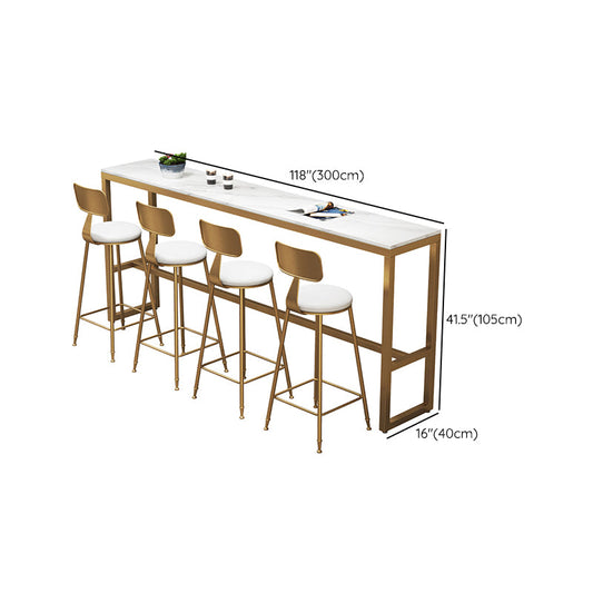 白いフェイク大理石のバーの高さテーブルグラム長方形バーダイニングテーブル