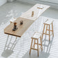 Rectangle Ash Solid Wood Bar Dining Table Double Pedestal Bar Table for Living Room 86.6"L x 19.7"W x 41.3"H Without Chairs Clearhalo 'Bar Furniture' 'Bar Tables' 'bar_tables' 'furn' 'furn_bar_tables' 'Furniture' 'Kitchen & Dining Furniture' 6779787