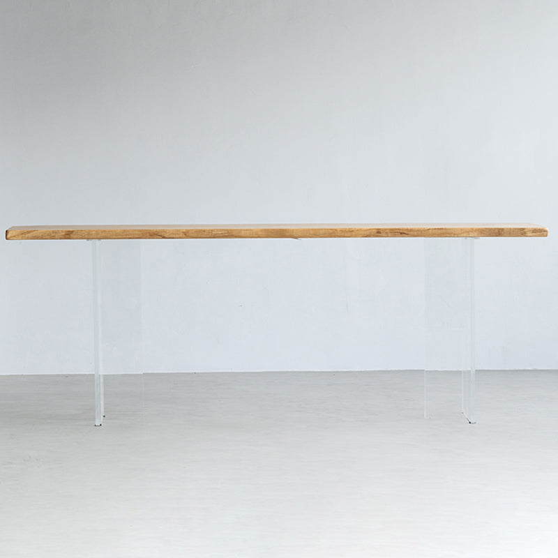 Rectangle Ash Solid Wood Bar Dining Table Double Pedestal Bar Table for Living Room 110.2"L x 19.7"W x 41.3"H Without Chairs Clearhalo 'Bar Furniture' 'Bar Tables' 'bar_tables' 'furn' 'furn_bar_tables' 'Furniture' 'Kitchen & Dining Furniture' 6779789