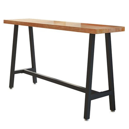 Tavolo da Bar Rettangolare in Metallo e Legno Tavolo da Bar ad Altezza con Base su Trespolo per Sala da Pranzo