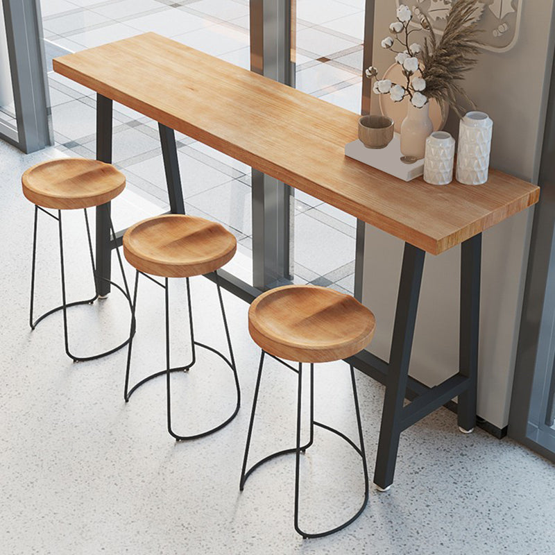 Tavolo da Bar Rettangolare in Metallo e Legno Tavolo da Bar ad Altezza con Base su Trespolo per Sala da Pranzo