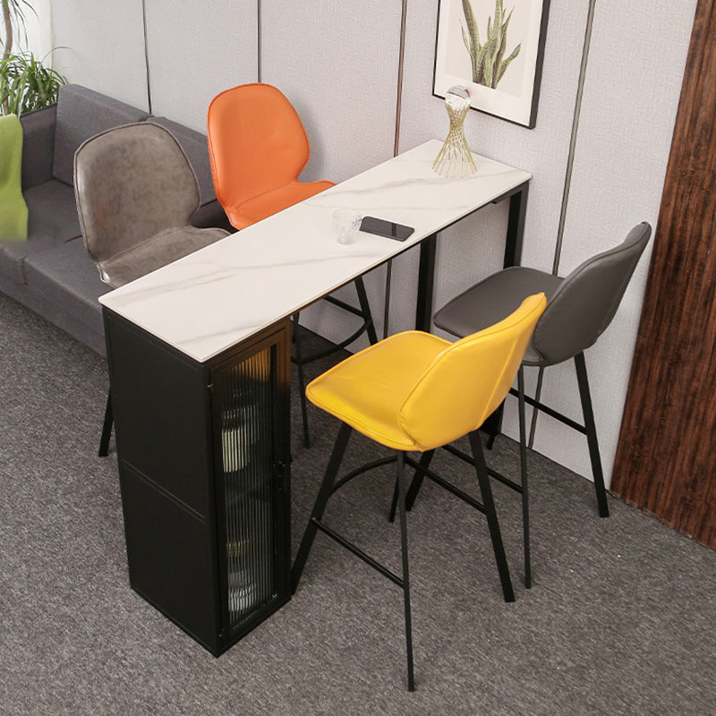 Modern Bistro Bar Table Sintered Stone Bar Table with Storage White Without Chairs Clearhalo 'Bar Furniture' 'Bar Tables' 'bar_tables' 'furn' 'furn_bar_tables' 'Furniture' 'Kitchen & Dining Furniture' 6779869