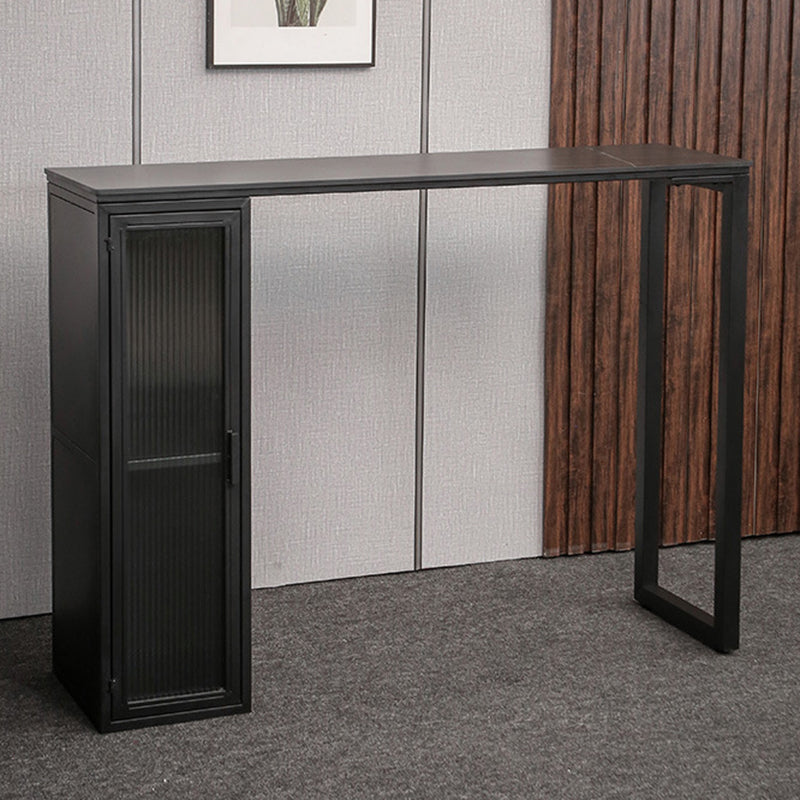 Modern Bistro Bar Table Sintered Stone Bar Table with Storage Black Gold Without Chairs Clearhalo 'Bar Furniture' 'Bar Tables' 'bar_tables' 'furn' 'furn_bar_tables' 'Furniture' 'Kitchen & Dining Furniture' 6779870