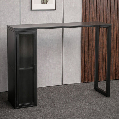 Modern Bistro Bar Table Sintered Stone Bar Table with Storage Black Gold Without Chairs Clearhalo 'Bar Furniture' 'Bar Tables' 'bar_tables' 'furn' 'furn_bar_tables' 'Furniture' 'Kitchen & Dining Furniture' 6779870