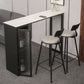 Modern Bistro Bar Table Sintered Stone Bar Table with Storage 63"L x 15.7"W x 41.3"H White Gold Without Chairs Clearhalo 'Bar Furniture' 'Bar Tables' 'bar_tables' 'furn' 'furn_bar_tables' 'Furniture' 'Kitchen & Dining Furniture' 6779871