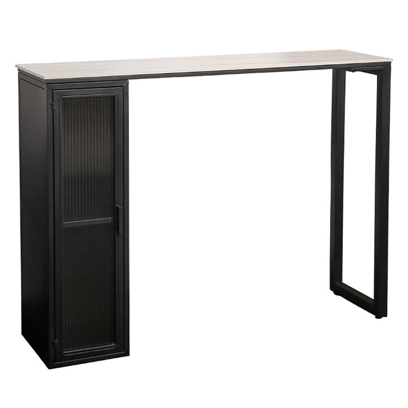 Modern Bistro Bar Table Sintered Stone Bar Table with Storage White Gold Without Chairs Clearhalo 'Bar Furniture' 'Bar Tables' 'bar_tables' 'furn' 'furn_bar_tables' 'Furniture' 'Kitchen & Dining Furniture' 6779874
