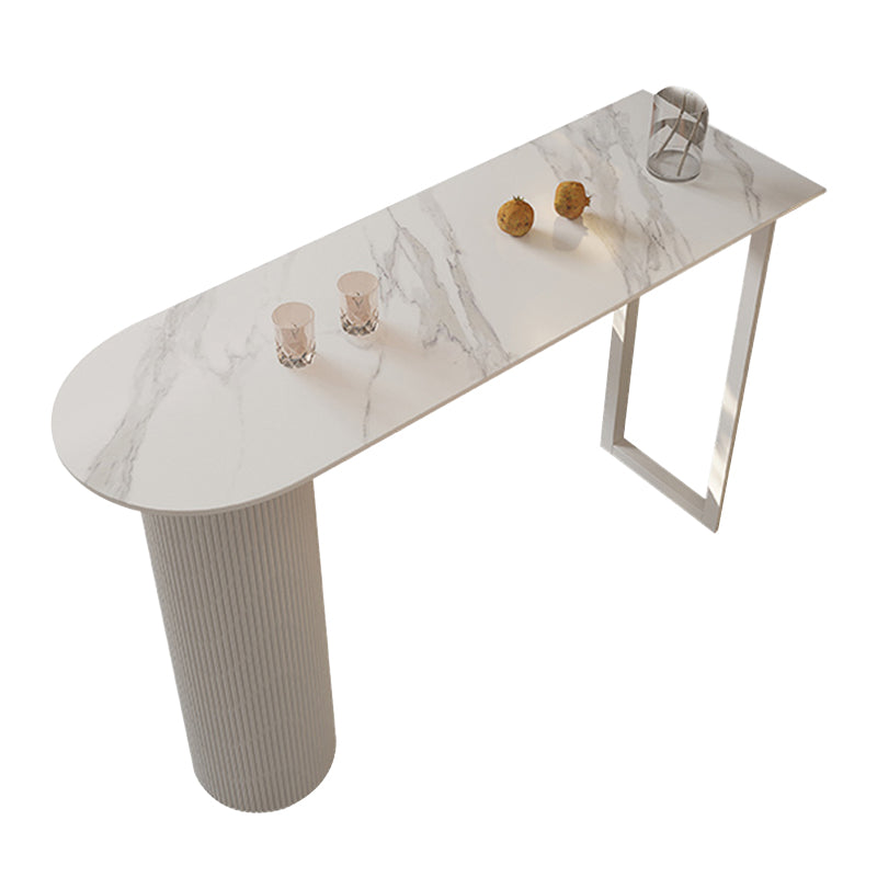 Modern Sintered Stone Bistro Bar Table Double Pedestal Bar Table Without Chairs Clearhalo 'Bar Furniture' 'Bar Tables' 'bar_tables' 'furn' 'furn_bar_tables' 'Furniture' 'Kitchen & Dining Furniture' 6779911