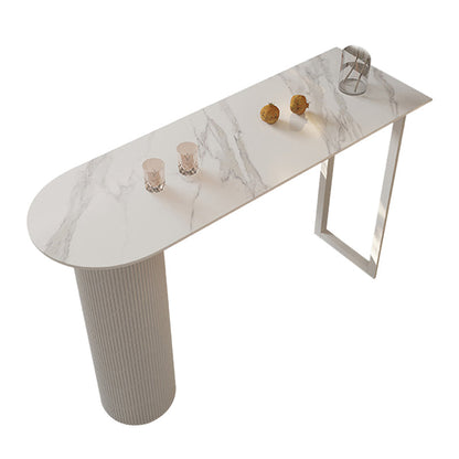 Modern Sintered Stone Bistro Bar Table Double Pedestal Bar Table Without Chairs Clearhalo 'Bar Furniture' 'Bar Tables' 'bar_tables' 'furn' 'furn_bar_tables' 'Furniture' 'Kitchen & Dining Furniture' 6779911