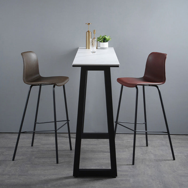 Rectangle Bar Table Sintered Stone Dining Table with Metal Base for Kitchen 39.4"L x 15.7"W x 41.3"H Without Chairs Clearhalo 'Bar Furniture' 'Bar Tables' 'bar_tables' 'furn' 'furn_bar_tables' 'Furniture' 'Kitchen & Dining Furniture' 6779954