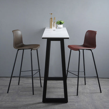 Rectangle Bar Table Sintered Stone Dining Table with Metal Base for Kitchen 39.4"L x 15.7"W x 41.3"H Without Chairs Clearhalo 'Bar Furniture' 'Bar Tables' 'bar_tables' 'furn' 'furn_bar_tables' 'Furniture' 'Kitchen & Dining Furniture' 6779954