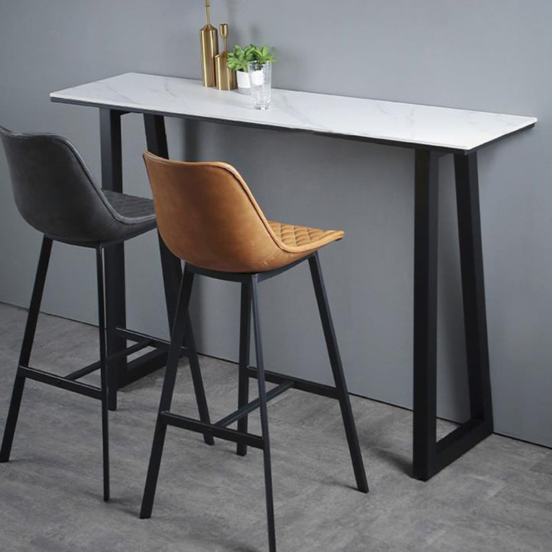 Rectangle Bar Table Sintered Stone Dining Table with Metal Base for Kitchen Clearhalo 'Bar Furniture' 'Bar Tables' 'bar_tables' 'furn' 'furn_bar_tables' 'Furniture' 'Kitchen & Dining Furniture' 6779962