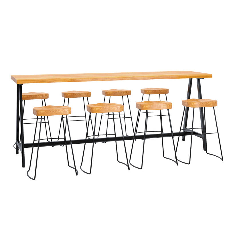 Modern Solid Wood Bar Table Brown Trestle Base Dining Table for Living Room Clearhalo 'Bar Furniture' 'Bar Tables' 'bar_tables' 'furn' 'furn_bar_tables' 'Furniture' 'Kitchen & Dining Furniture' 6779973
