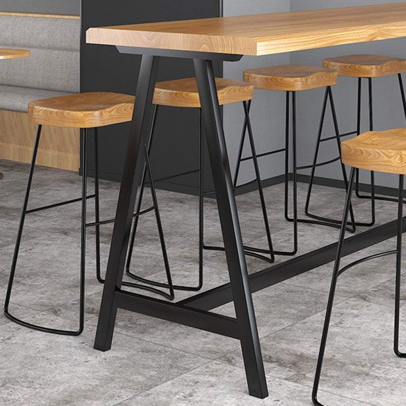 Modern Solid Wood Bar Table Brown Trestle Base Dining Table for Living Room Clearhalo 'Bar Furniture' 'Bar Tables' 'bar_tables' 'furn' 'furn_bar_tables' 'Furniture' 'Kitchen & Dining Furniture' 6779975