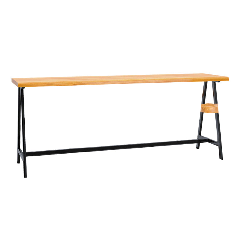 Modern Solid Wood Bar Table Brown Trestle Base Dining Table for Living Room Without Chairs Clearhalo 'Bar Furniture' 'Bar Tables' 'bar_tables' 'furn' 'furn_bar_tables' 'Furniture' 'Kitchen & Dining Furniture' 6779977