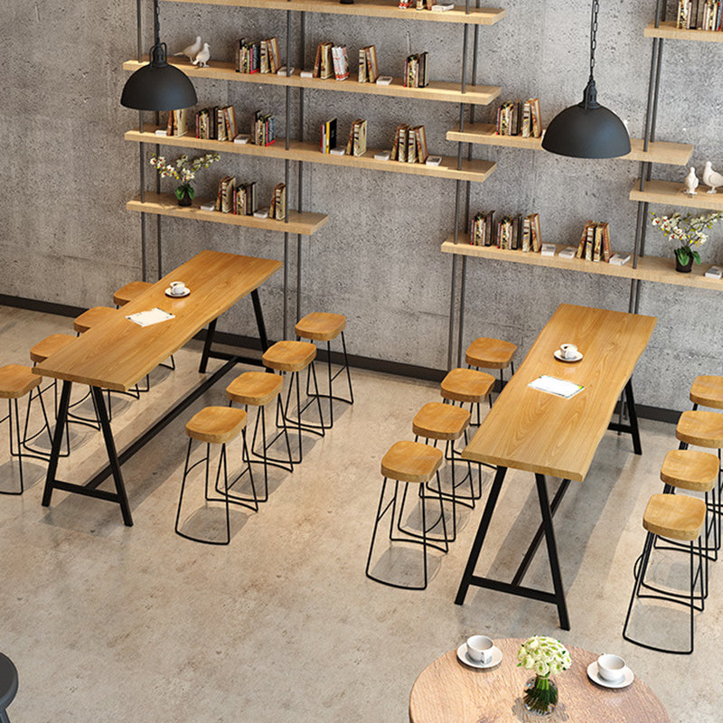 Modern Solid Wood Bar Table Brown Trestle Base Dining Table for Living Room Clearhalo 'Bar Furniture' 'Bar Tables' 'bar_tables' 'furn' 'furn_bar_tables' 'Furniture' 'Kitchen & Dining Furniture' 6779980