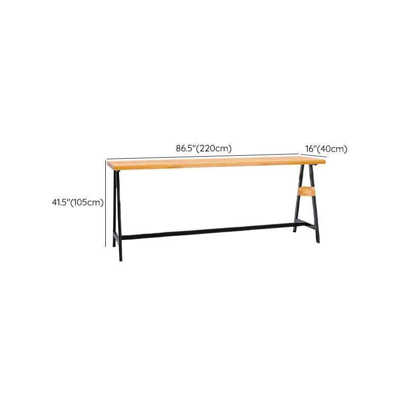 Modern Solid Wood Bar Table Brown Trestle Base Dining Table for Living Room Clearhalo 'Bar Furniture' 'Bar Tables' 'bar_tables' 'furn' 'furn_bar_tables' 'Furniture' 'Kitchen & Dining Furniture' 6779985