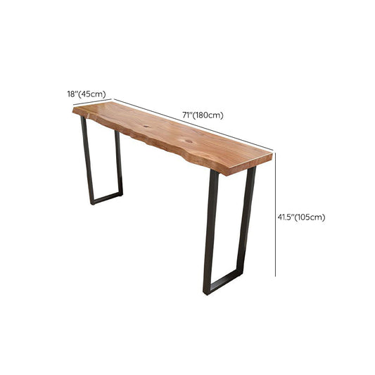 産業長方形のウッドバーテー​​ブルスレッドベースダイニングテーブルキッチン用