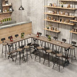 Industrial Solid Wood Bar Table Rectangle Dining Table for Kitchen