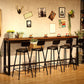 Industrial Solid Wood Bar Table Trestle Base Dining Table for Bistro