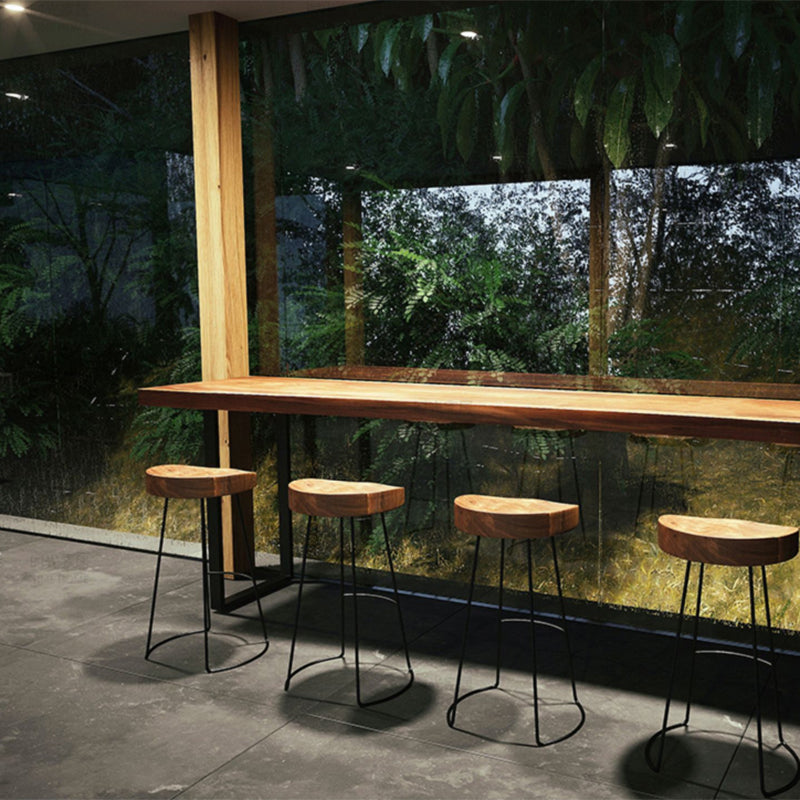 Industrial Trestle Base Dining Table Solid Wood Bar Table for Bistro Clearhalo 'Bar Furniture' 'Bar Tables' 'bar_tables' 'furn' 'furn_bar_tables' 'Furniture' 'Kitchen & Dining Furniture' 6780083