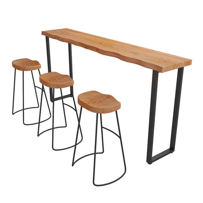Industrial Trestle Base Dining Table Solid Wood Bar Table for Bistro Clearhalo 'Bar Furniture' 'Bar Tables' 'bar_tables' 'furn' 'furn_bar_tables' 'Furniture' 'Kitchen & Dining Furniture' 6780085