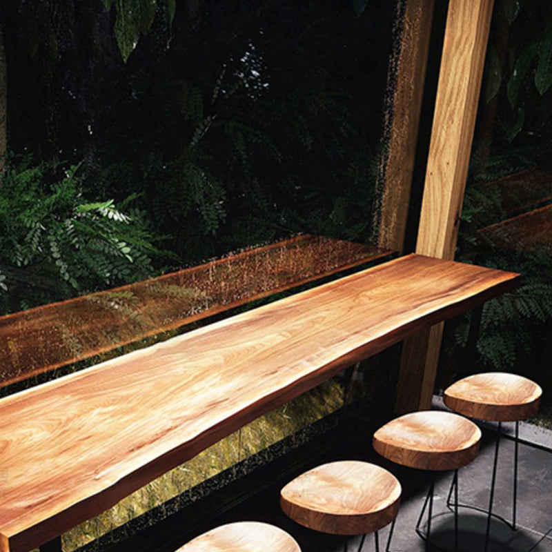 Industrial Trestle Base Dining Table Solid Wood Bar Table for Bistro Clearhalo 'Bar Furniture' 'Bar Tables' 'bar_tables' 'furn' 'furn_bar_tables' 'Furniture' 'Kitchen & Dining Furniture' 6780089
