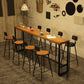 Eettafel op schraagbasis, industriële massief houten bartafel voor bistro