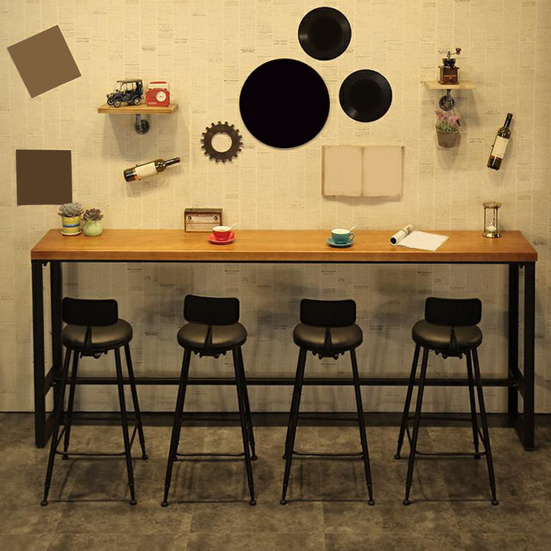 Eettafel op schraagbasis, industriële massief houten bartafel voor bistro