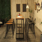 Eettafel op schraagbasis, industriële massief houten bartafel voor bistro