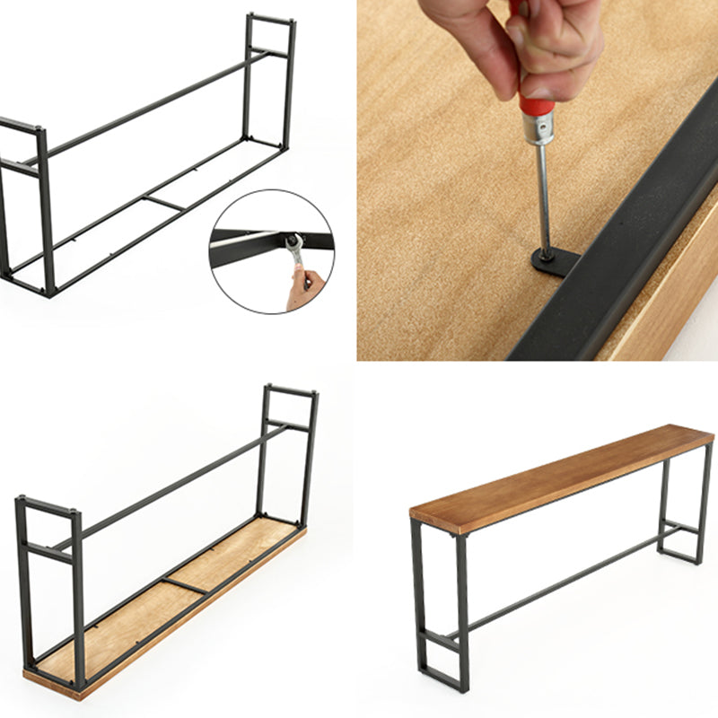 Eettafel op schraagbasis, industriële massief houten bartafel voor bistro