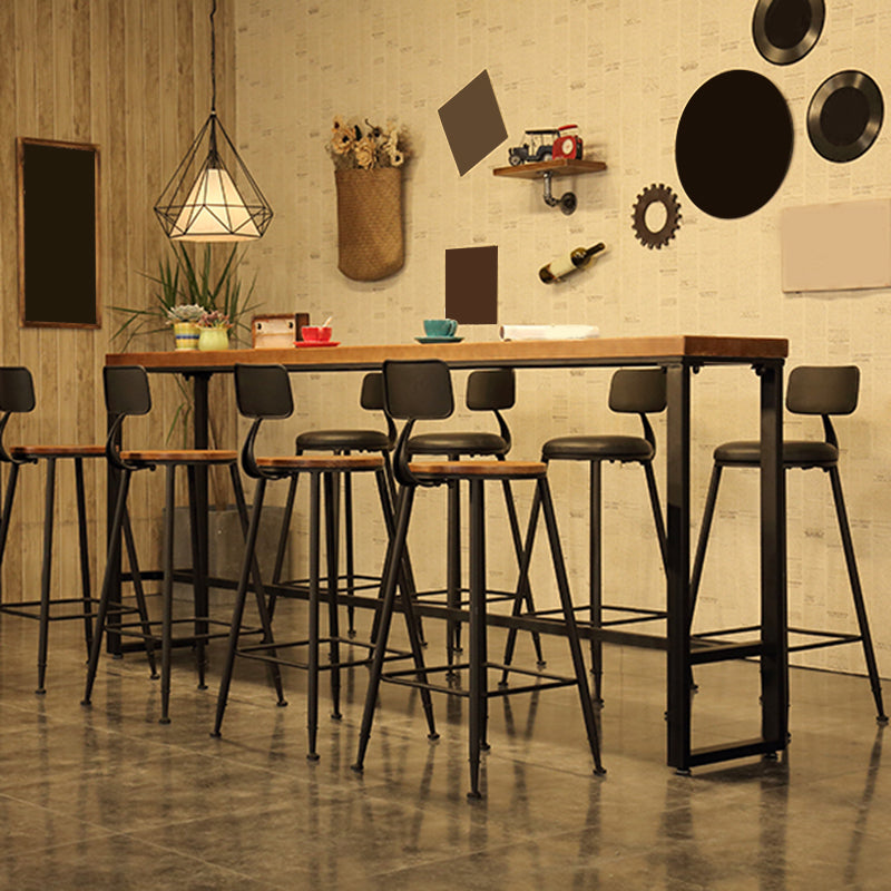 Eettafel op schraagbasis, industriële massief houten bartafel voor bistro