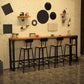 Eettafel op schraagbasis, industriële massief houten bartafel voor bistro